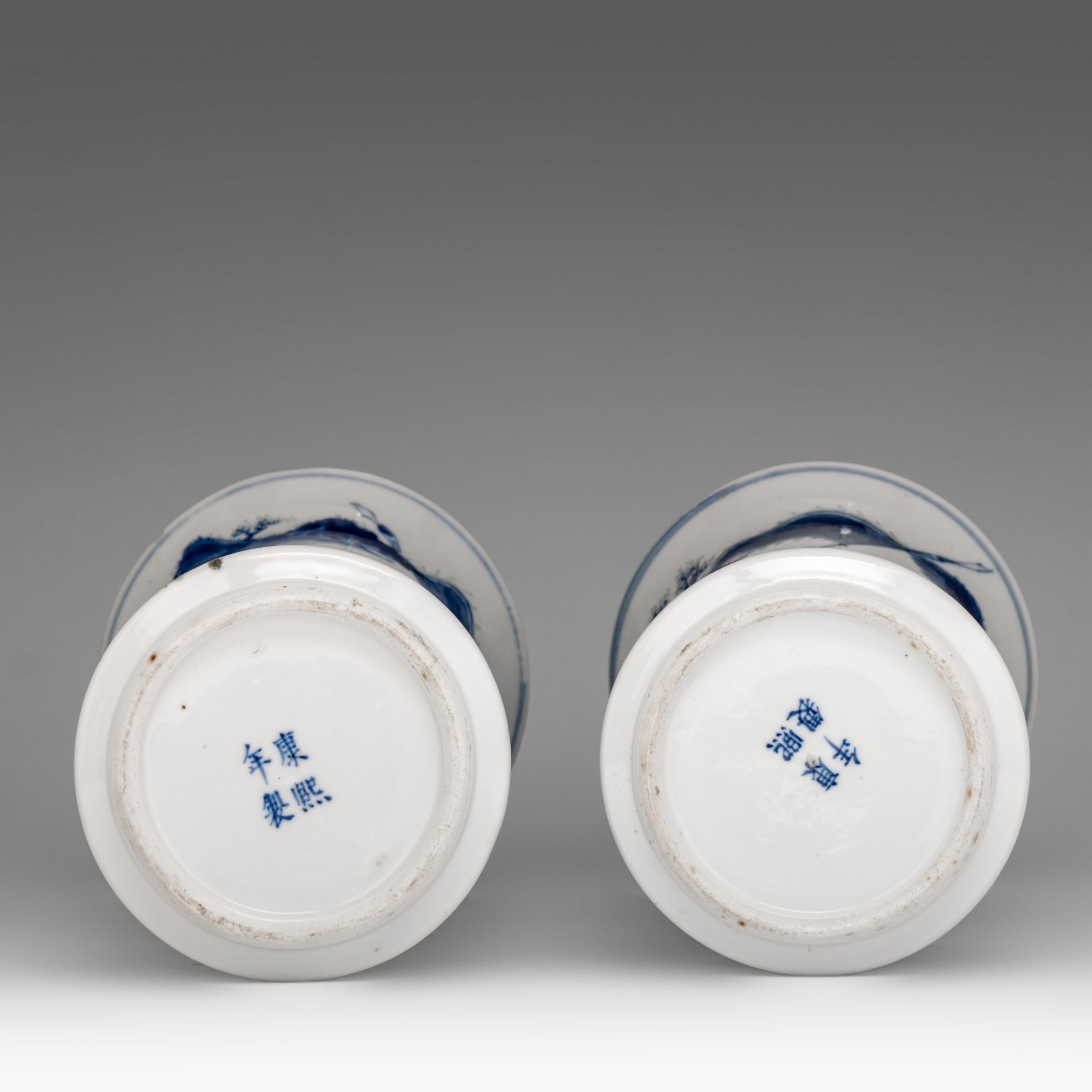 A similar pair of Chinese copper-red and underglaze blue gu vases, H 30 cm - Image 13 of 13