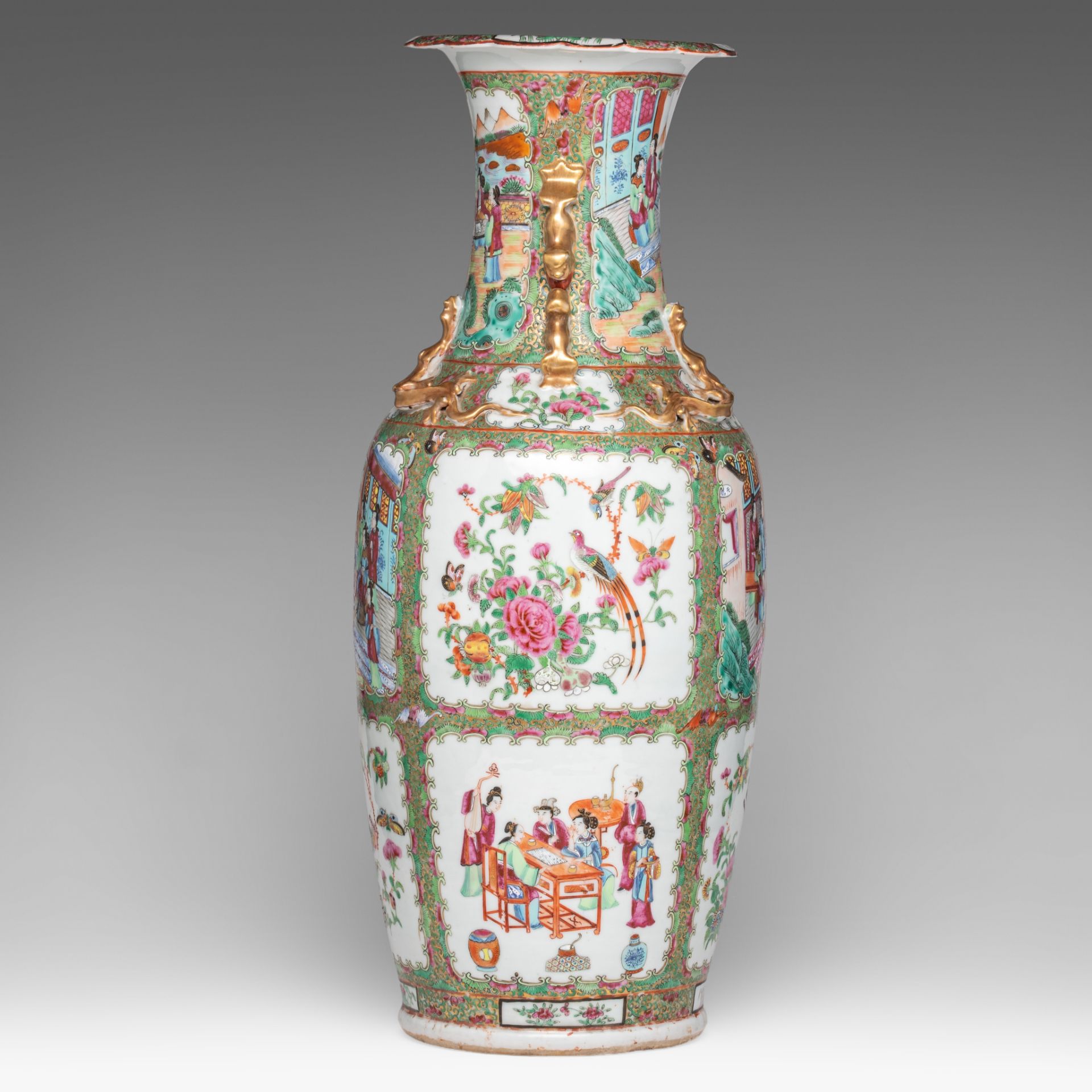 A Chinese Canton famille rose vase, 19thC, H 62,5 cm - Bild 4 aus 8