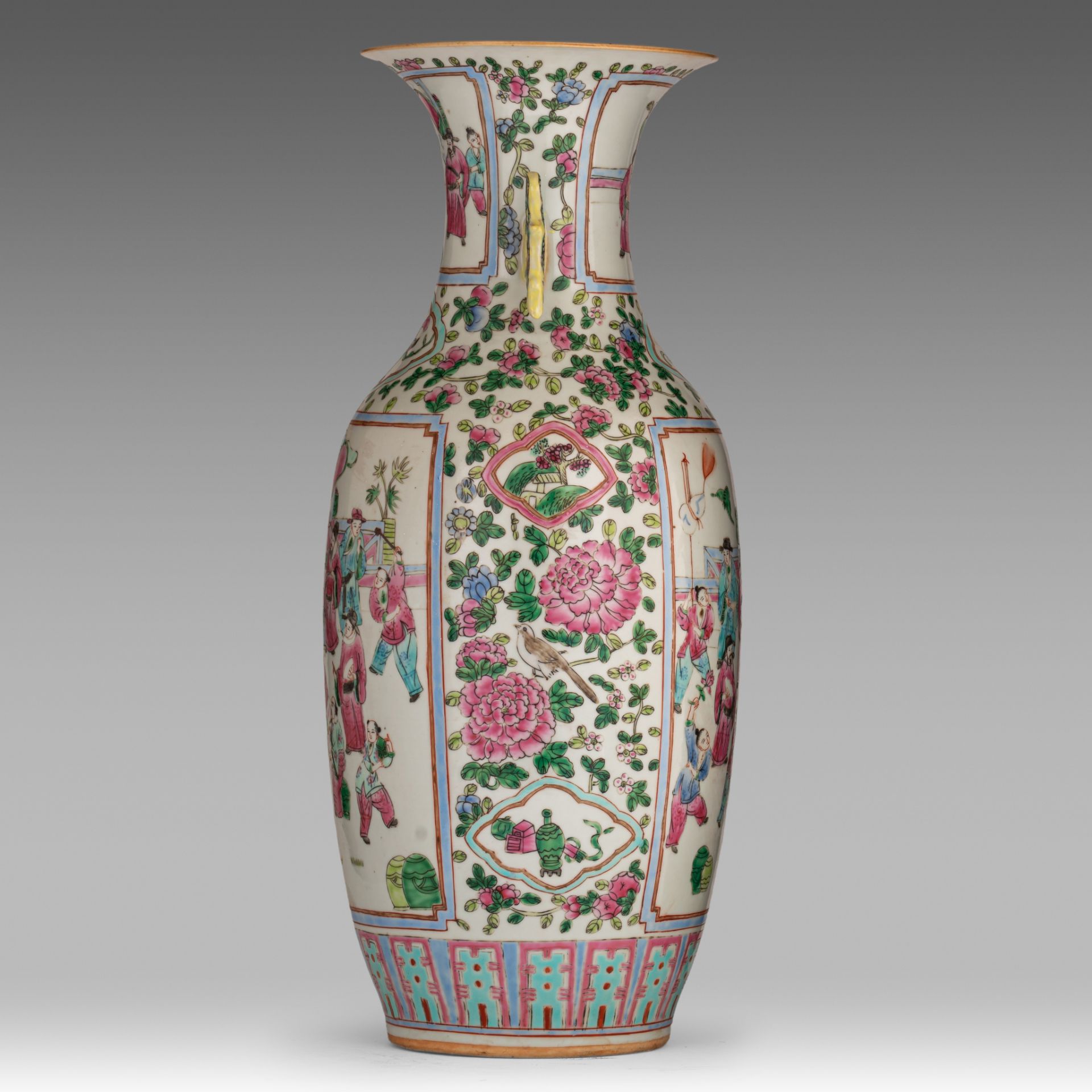 Three Chinese famille rose vases, with a signed text, Republic period/ 20thC, H 54,5 - 57,5 cm - Bild 5 aus 19