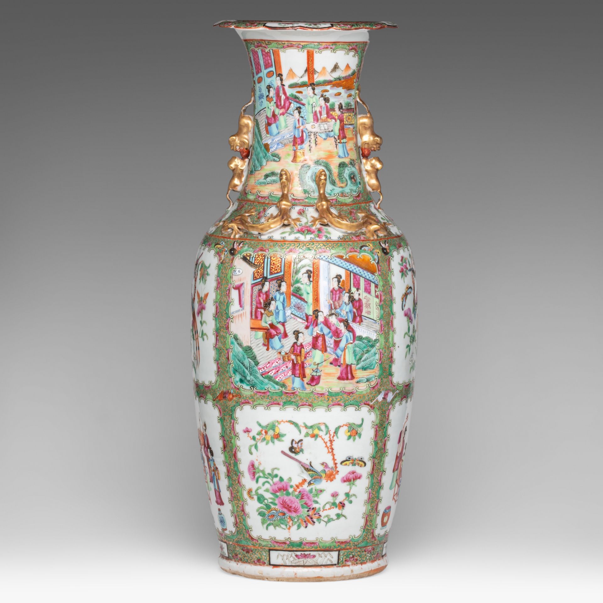 A Chinese Canton famille rose vase, 19thC, H 62,5 cm - Bild 3 aus 8