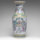 A Chinese famille rose 'Immortals' vase, 19thC, H 61 cm