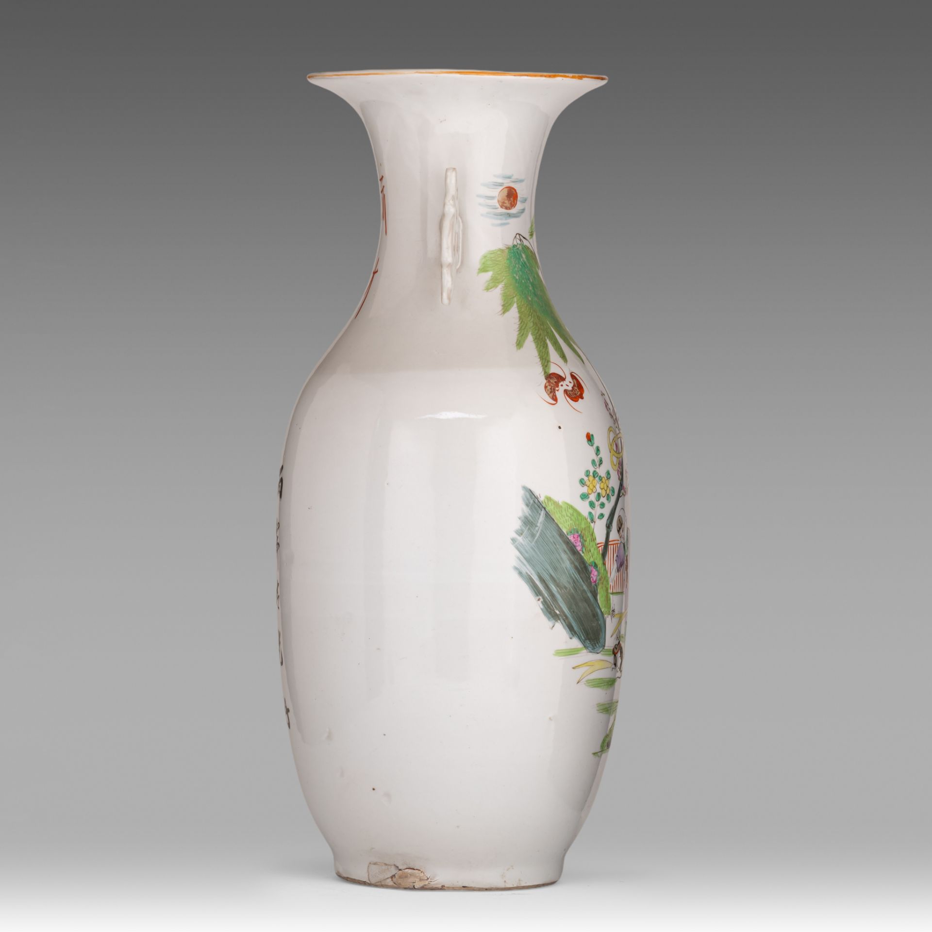 Three Chinese famille rose vases, with a signed text, Republic period/ 20thC, H 54,5 - 57,5 cm - Bild 17 aus 19