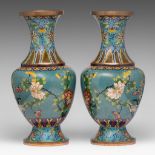 A pair of Chinese cloisonne enamelled baluster vases, 20thC, H 48,8 cm