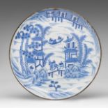 A Chinese blue and white 'Bleu de Hue' dish, for the Vietnamese market, Ngoan ngoc mark, 19thC, dia