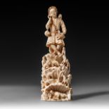A 17th-18thC Goa ivory carving of Christ represented as the Good Shepherd, H 16 cm - weight 192 g (+