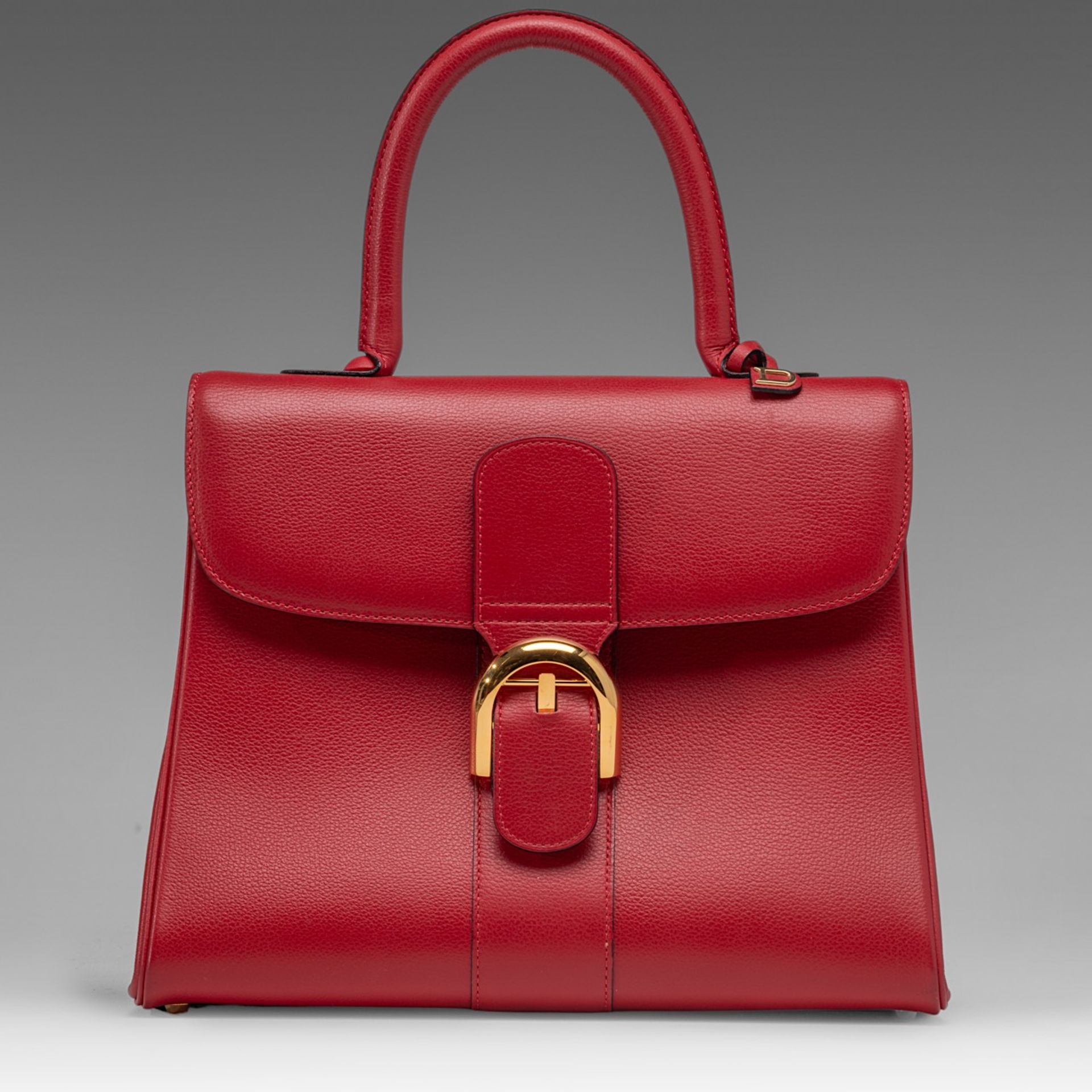 A Delvaux Brillant MM red leather handbag, H 21,5 - W 29 - D 13,5 cm - Bild 2 aus 14