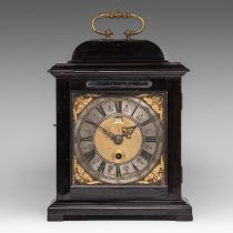 An English ebony bracket clock, signed on the square dial 'Thomas Taylor, Holborn', ca. 1700, H 33 -