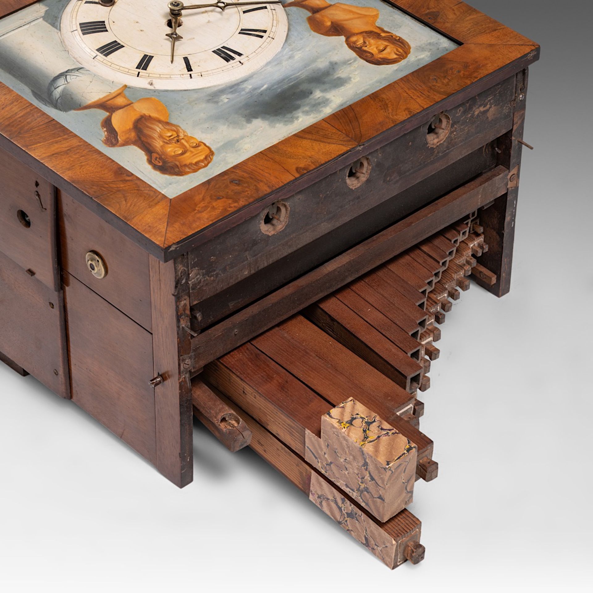 An exceptional Black Forest Biedermeier 'Abels Opfer' musical clock with automation, 19thC, H 81 - W - Bild 16 aus 17