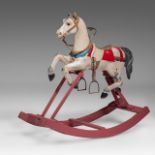 A vintage polychrome wooden rocking horse, H 102 - W 110 cm