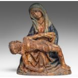 A German polychrome painted limewood pieta, ca 1500, H 46 cm