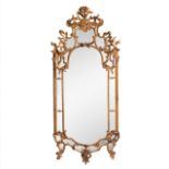 An imposing Regence giltwood 'a parecloses' mirror, 18thC, H 240 - W 106 cm