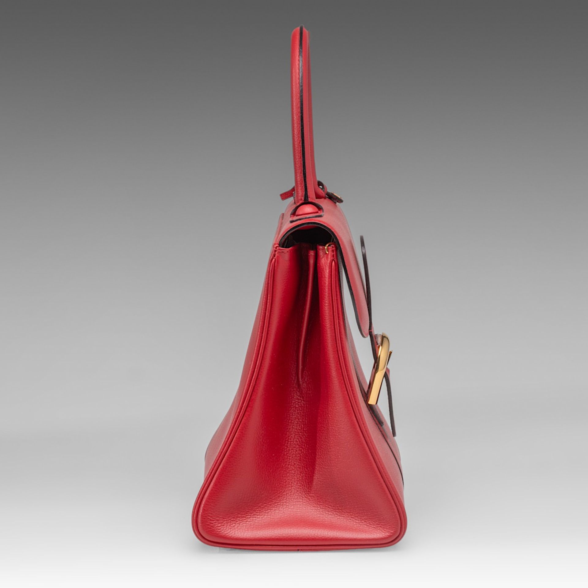A Delvaux Brillant MM red leather handbag, H 21,5 - W 29 - D 13,5 cm - Bild 3 aus 14