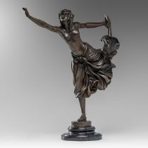 Claire Jeanne Colinet (1880-1950), Art Deco sculpture of an Oriental dancer, patinated bronze, H 42
