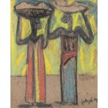 Floris Jespers (1889-1965), African ladies head-carrying, gouache on cardboard