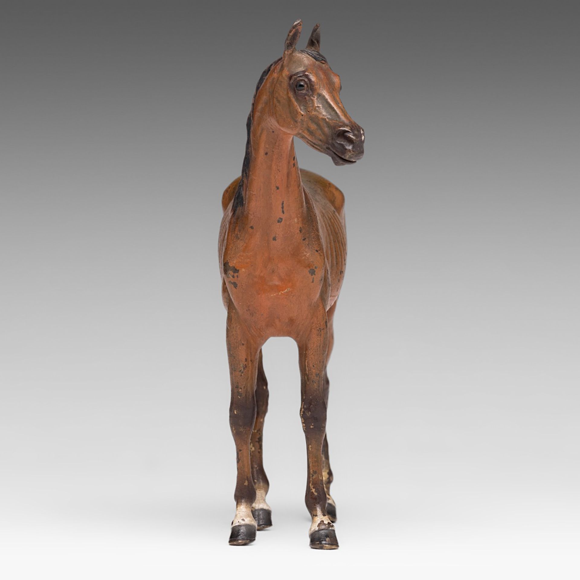 A Vienna cold-painted bronze horse figure, unmarked, H 17,5 - W 19 cm - Bild 4 aus 5