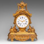 A Louis XVI style gilt bronze mantle clock, signed 'Chaude, Paris', 19thC, H 56 - W 40 cm