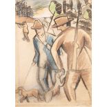 Jean Brusselmans (1884-1953), the hunters, 1925, pastel on paper, 55 x 75 cm