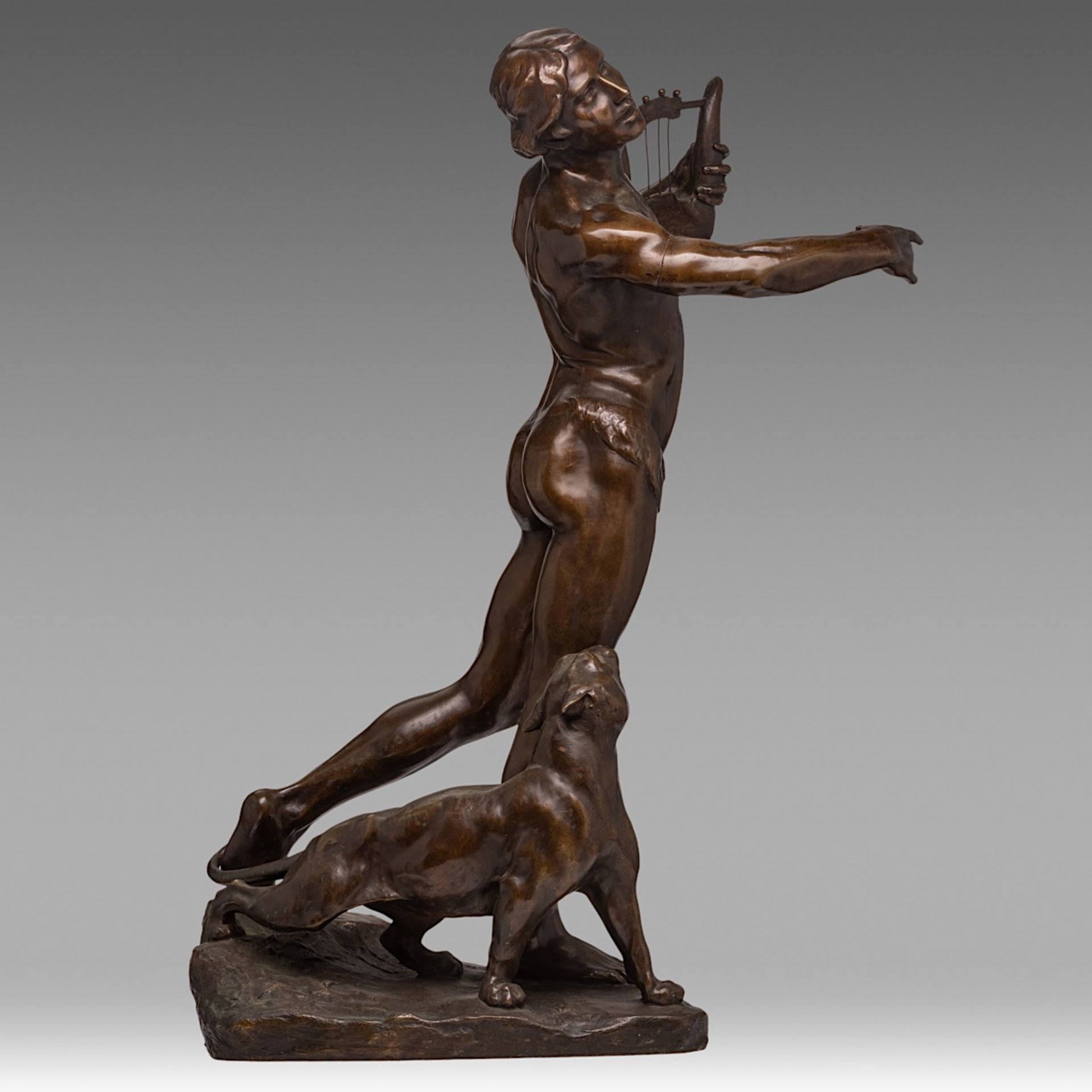 Bruno Gerrits (1881-1970), Orpheus, patinated bronze 84 cm. (33.0 in.) - Image 5 of 6