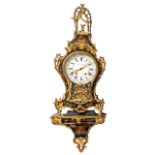 A Louis XV cartel clock with chinoiserie lacquer and ormolu mounts, the dial and the movement signed