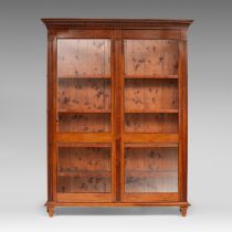An English Neoclassical mahogany bookcase library, H 273 - W 205 - D 51 cm
