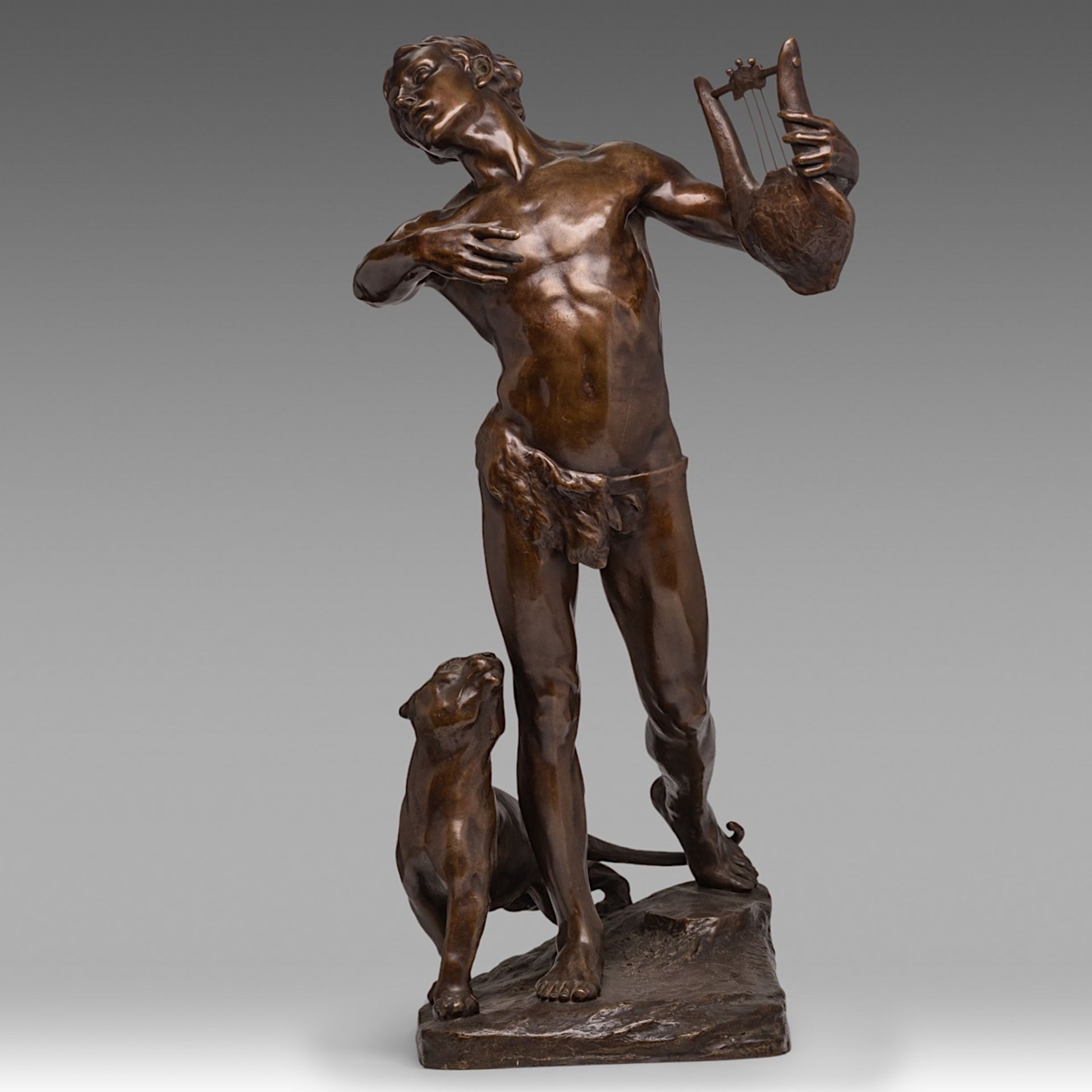 Bruno Gerrits (1881-1970), Orpheus, patinated bronze 84 cm. (33.0 in.)