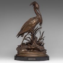 Jules Moigniez (1835-1894), bronze sculpture of a heron, various patinas, H 55 cm