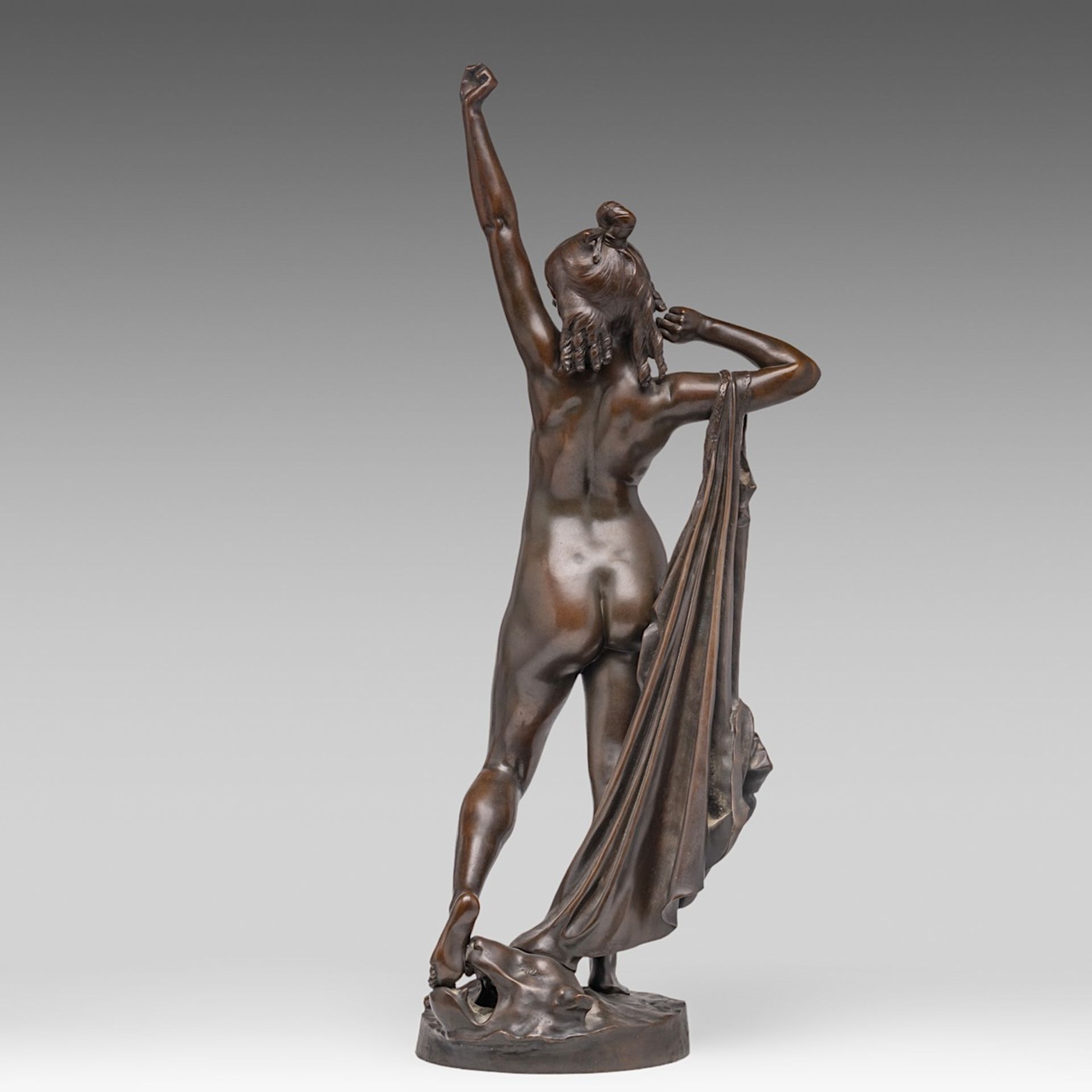 Victorien Antoine Bastet (1853-1905), Awakening, patinated bronze, H 74,5 cm - Image 4 of 7