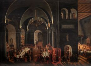 Attrib. to the master of the Belshazzar's Feast, Antwerp School, first quarter of the 17thC, oil on