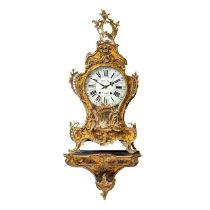 A Louis XV period vernis Martin and ormolu cartel clock, the dial and the work signed 'Festeau a Par