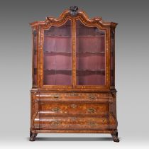 A Dutch Neoclassical marquetry display cabinet, 18thC, H 220 - W 145 - D 43 cm