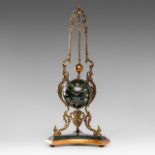 A Napoleon III period pendule mysterieuse type table clock, wood, bronze, lacquered metal, H 52,5 cm