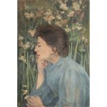 Mary Henrietta Derin Curtois (1854-1929), lady among flowers, oil on canvas 62 x 42 cm. (24.4 x 16.5