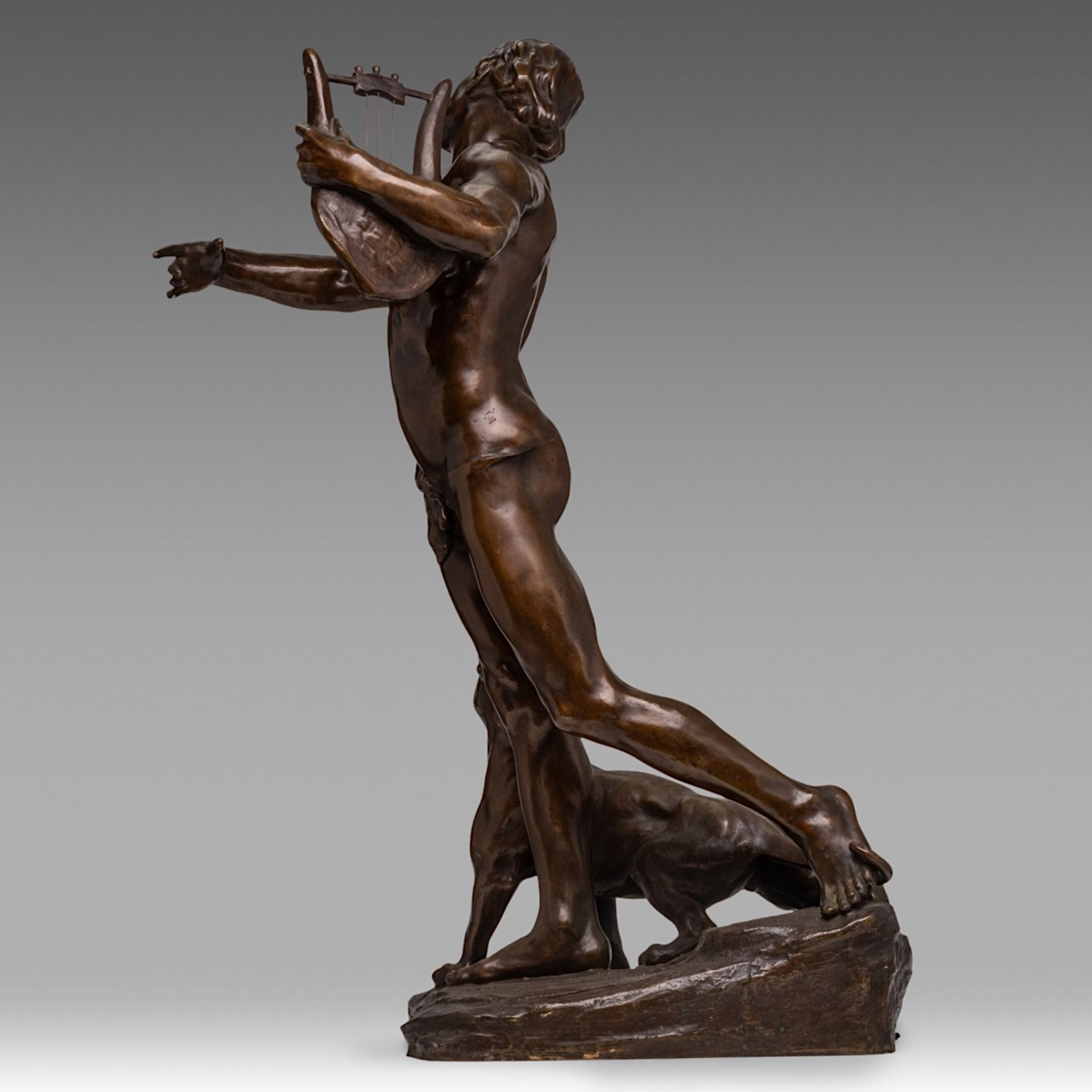 Bruno Gerrits (1881-1970), Orpheus, patinated bronze 84 cm. (33.0 in.) - Image 3 of 6
