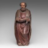 A polychrome oak sculpture of Saint Peter, 16thC, H 61 cm