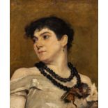 Edouard Agneessens (1842-1885), the portrait of Emilia Coppola, oil on canvas on mahogany 48 x 40 cm