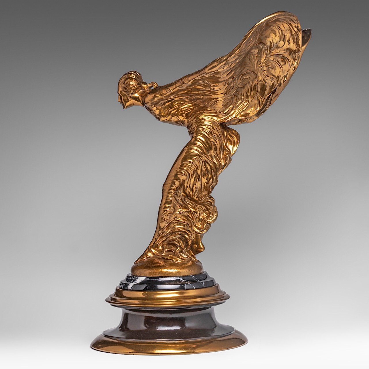 Charles Sykes (1875-1950), gilt bronze sculpture of the 'Spirit of Ecstasy', Rolls-Royce, H 69 cm - Image 5 of 7