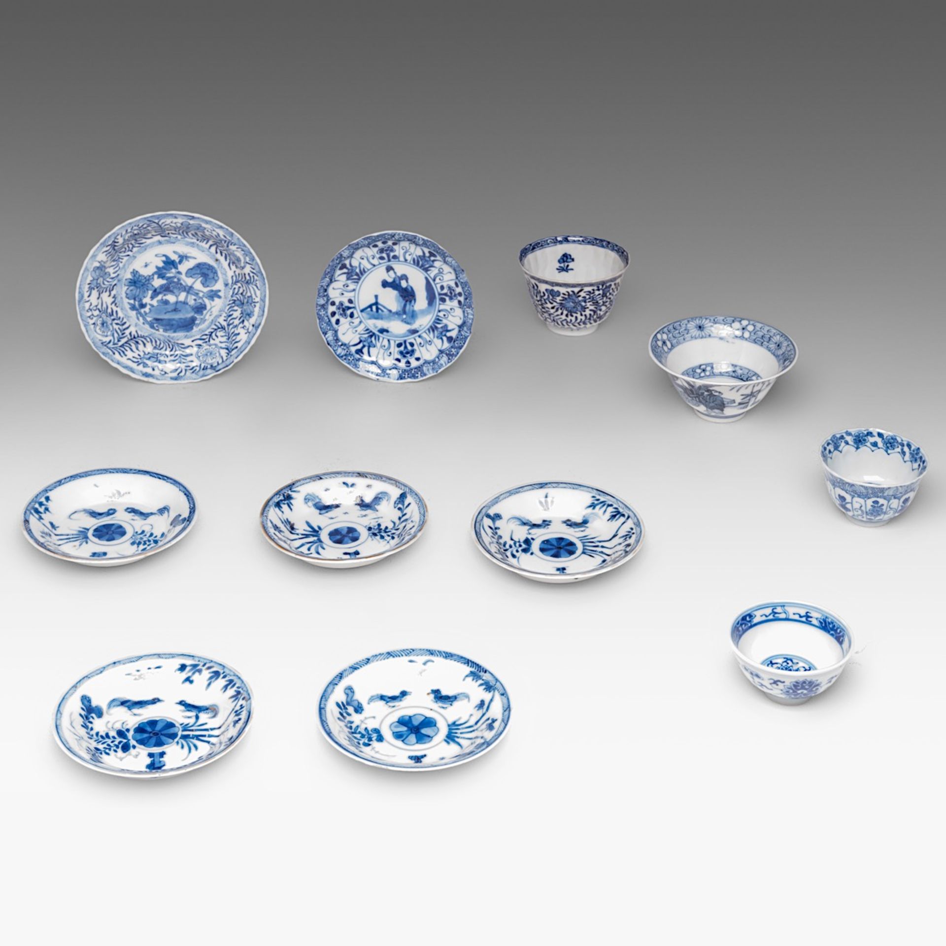 A small collection of Chinese blue and white tea ware, some marked, Kangxi period and 20thC, largest - Image 2 of 12