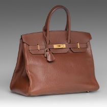 Hermes, birkin 35 bag, togo leather, with palladium hardware