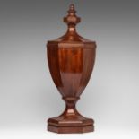 A George III mahogany veneered wine cooler, with zinc interior, H 74 cm