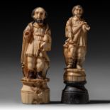 Two 17th/18th-century Indo-Portuguese walrus and hippopotamus ivory sculptures depicting the Holy Ro