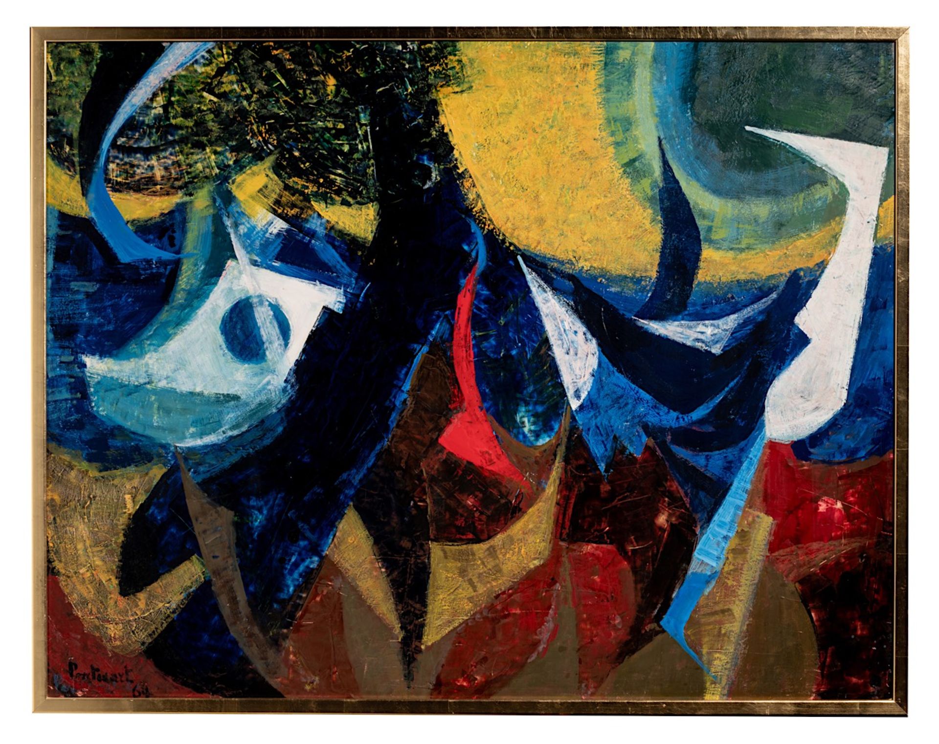 Jeanne Portenart (1911-1992), composition, 1964, oil on board 94 x 121 cm. (37.0 x 47.6 in.), Frame: - Image 2 of 7