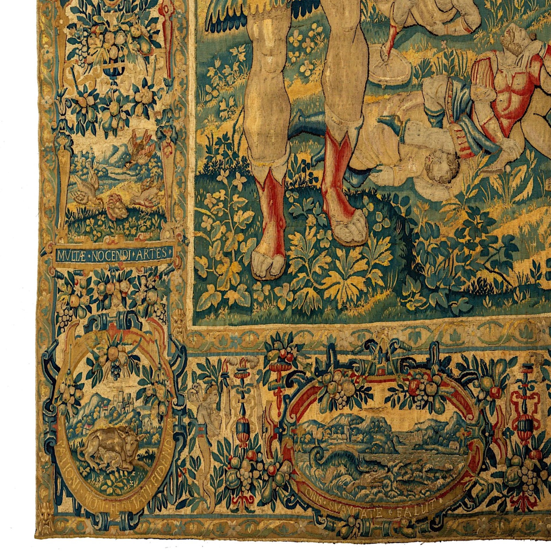 A 16thC Brussels wall tapestry depicting a battle scene, ca 1575-1585, 186 x 306 cm - Image 4 of 11