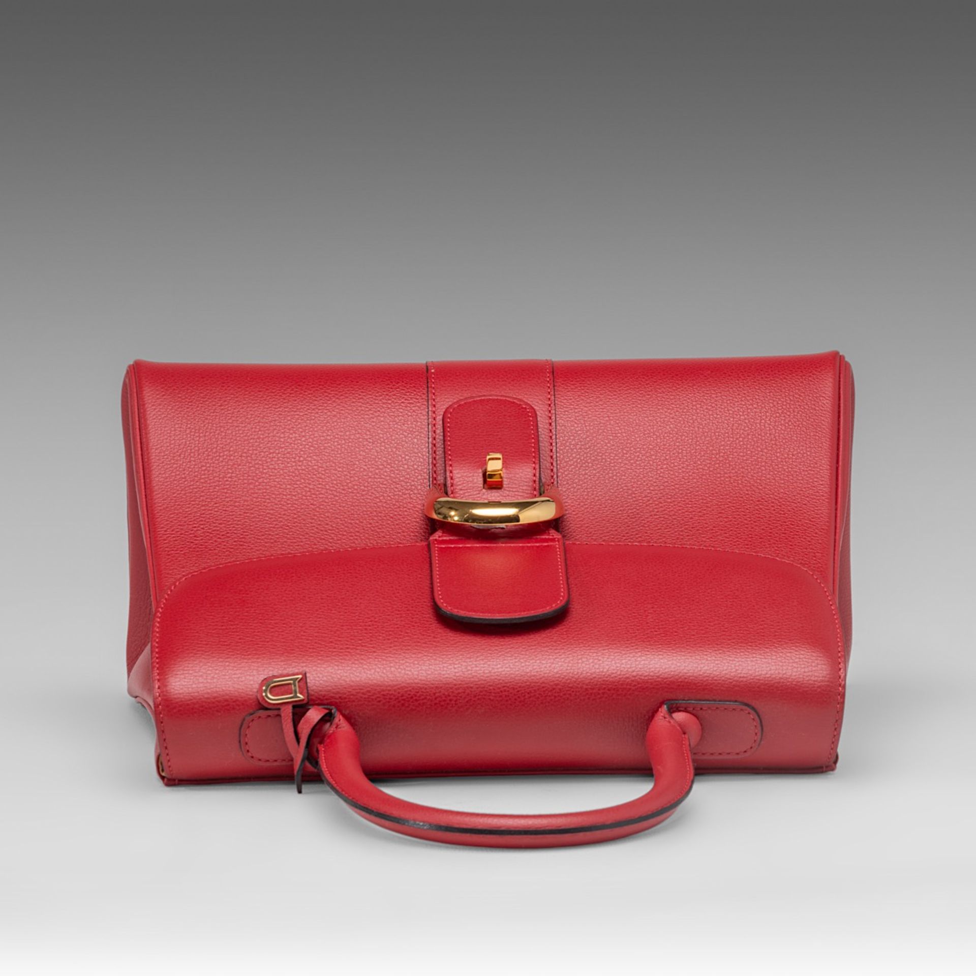 A Delvaux Brillant MM red leather handbag, H 21,5 - W 29 - D 13,5 cm - Bild 6 aus 14