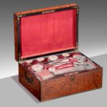 A 'necessaire' or dressing case, manufactured by 'Edwards, 21 King St Bloomsbury, London', H 16,5 -