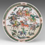 A Chinese famille verte 'Figural' charger, with a Kangxi mark, 19thC, dia 40 cm