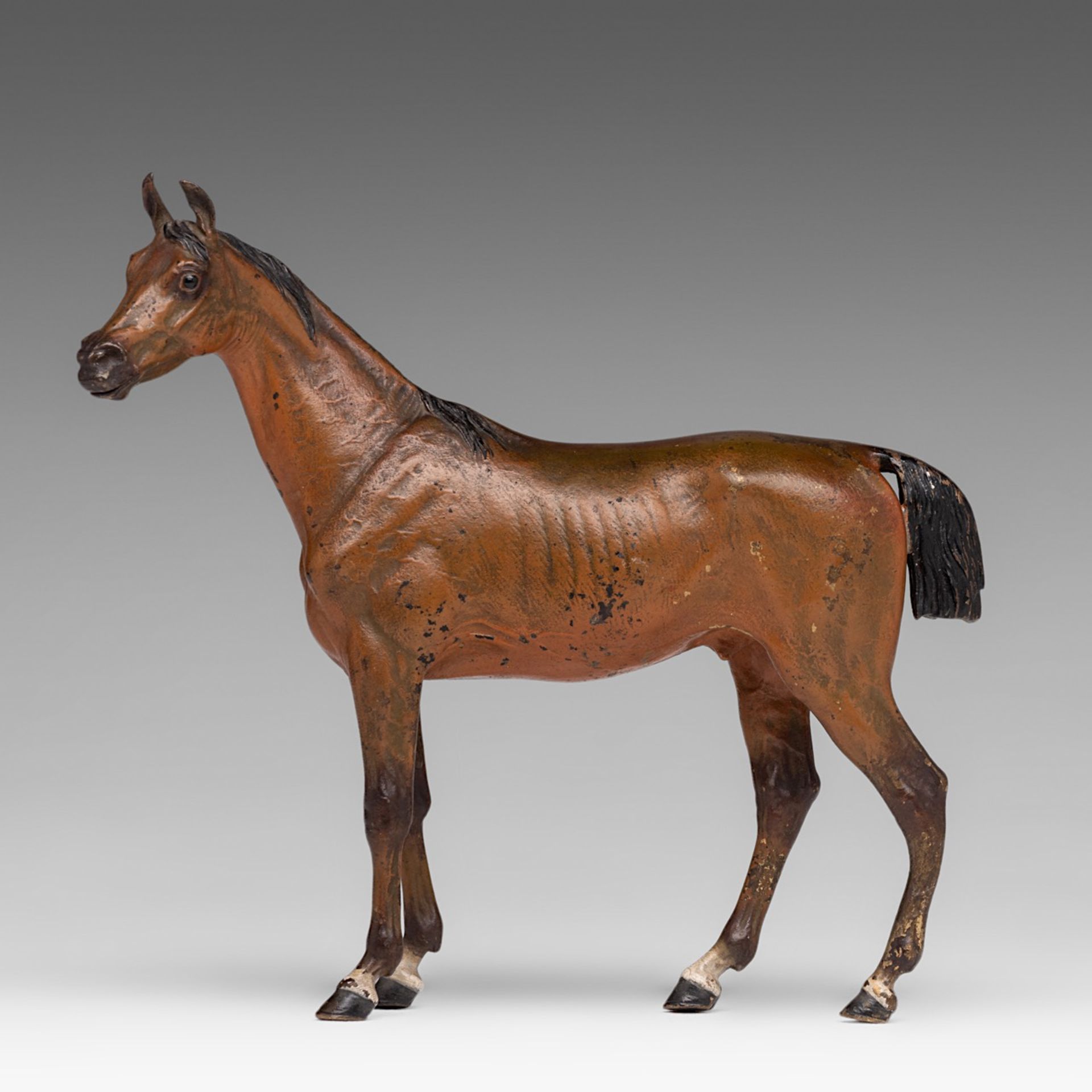 A Vienna cold-painted bronze horse figure, unmarked, H 17,5 - W 19 cm