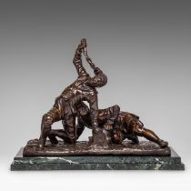 After a model by Orazio Mocchi (1571-1625), 'Saccomazzone' players, bronze, H 36,5 - W 46 - D 25,5 c