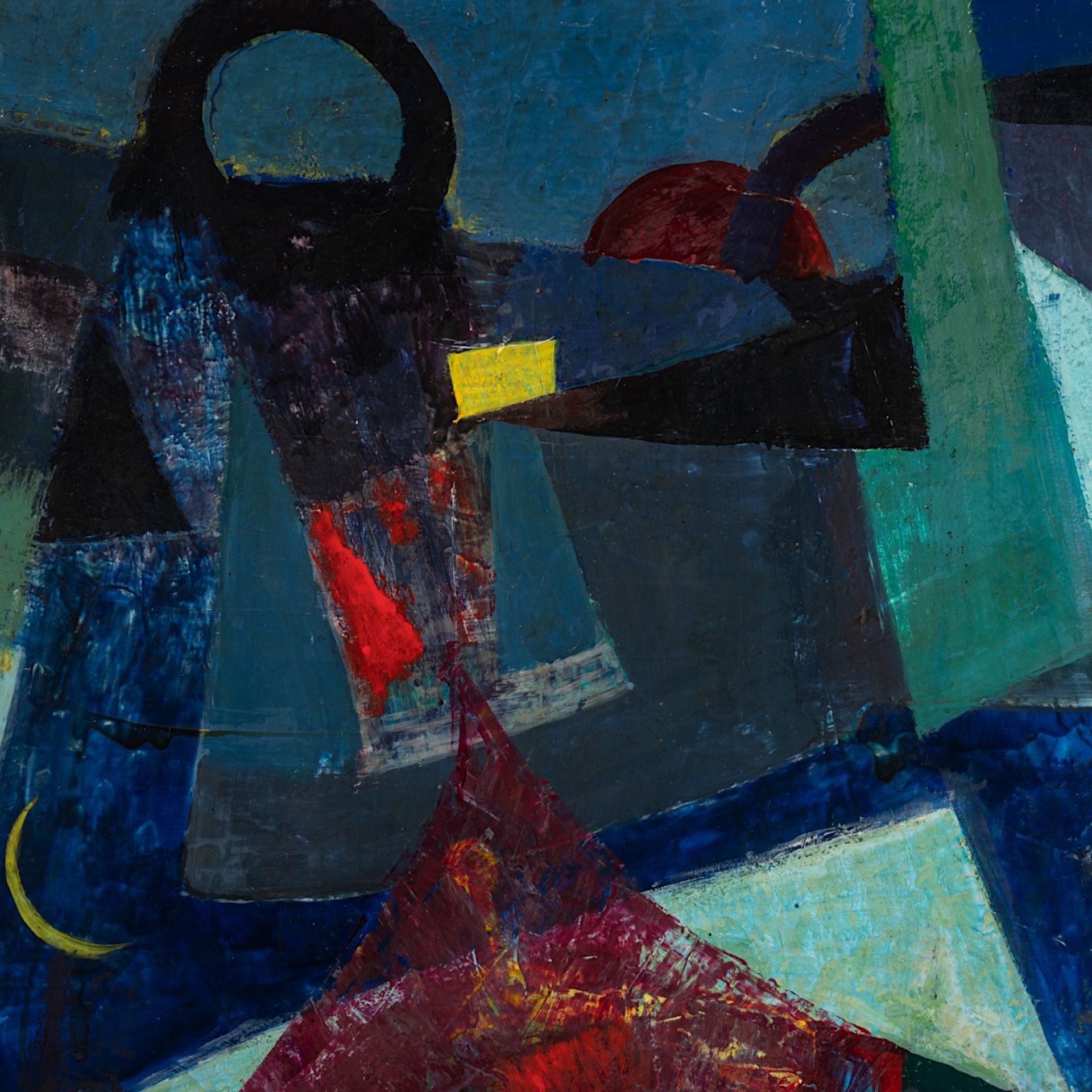 Jeanne Portenart (1911-1992), 'Le Magicien', 1958, oil on board 100 x 70 cm. (39.3 x 27.5 in.) - Image 6 of 7