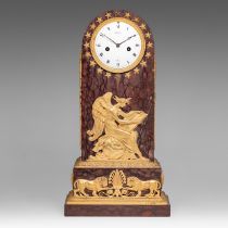 A fine Empire Griotte and gilt bronze mantle clock, signed 'Bailly a Paris', H 45 - W 23,5 cm