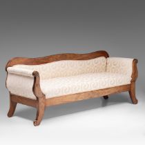 A mahogany Biedermeier sofa, 19thC, H 82 - W 205
